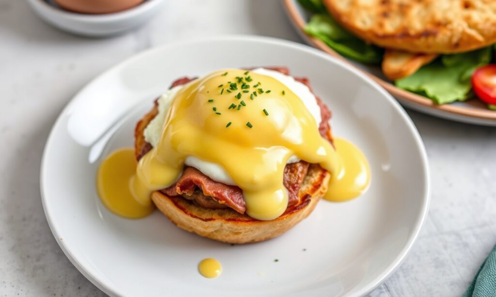 Mastering perfect Eggs Benedict with creamy hollandaise sauce.