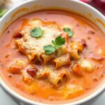 Hearty comforting lasagna soup bowl, perfect for a cozy meal.