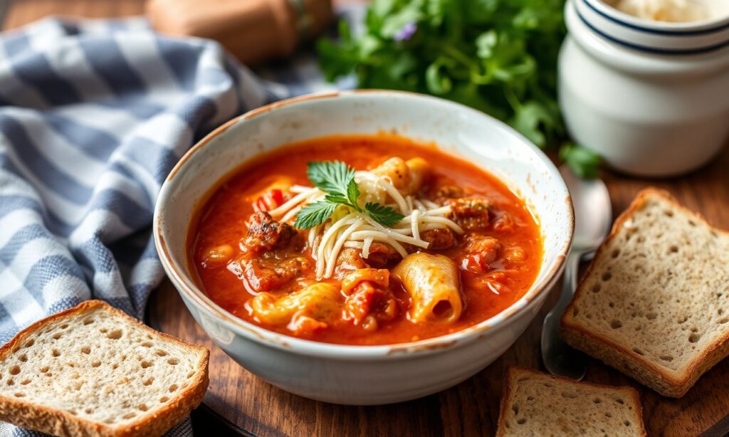 Hearty comforting lasagna soup for cold days.