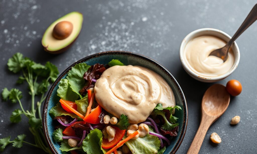 Steamed veggie salad with creamy peanut sauce, a satisfying and nourishing delight.