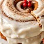 Delicious holiday cinnamon roll cake recipe, sweet layers of joy.