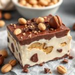 Decadent chocolate peanut butter frozen yogurt bark: easy, no-bake treat.