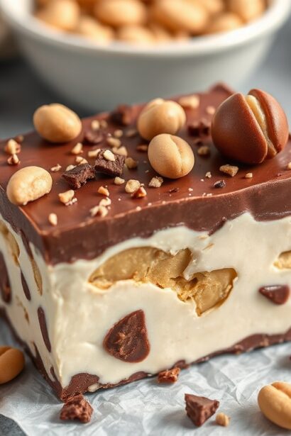 Decadent chocolate peanut butter frozen yogurt bark: easy, no-bake treat.