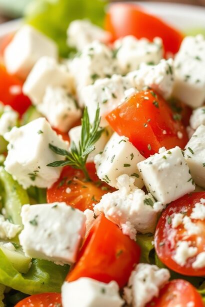 Classic Greek salad with zesty lemon herb vinaigrette.