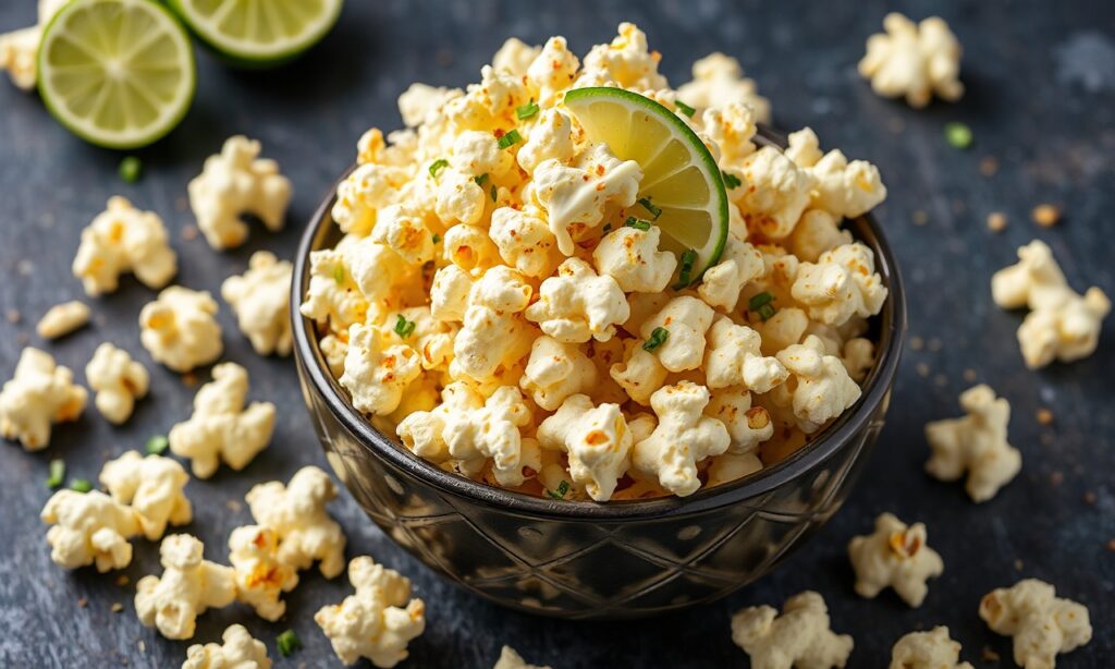 Zesty chili lime popcorn with cotija cheese.