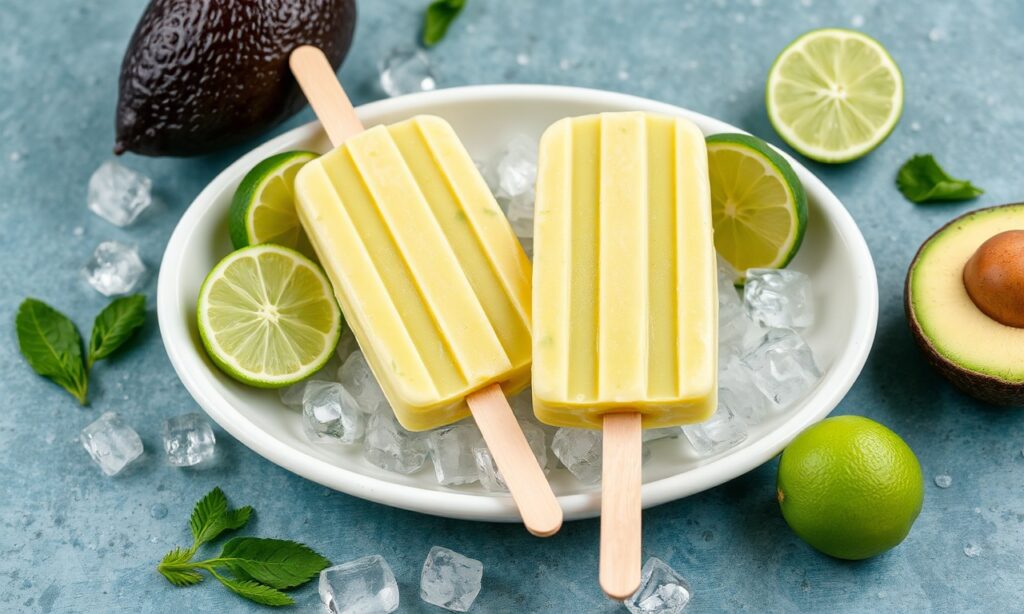 Refreshing avocado lime popsicles: cool, creamy summer treat.