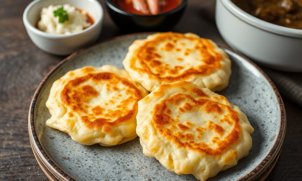Exploring Korean seafood scallion pancakes: crispy, golden delights.