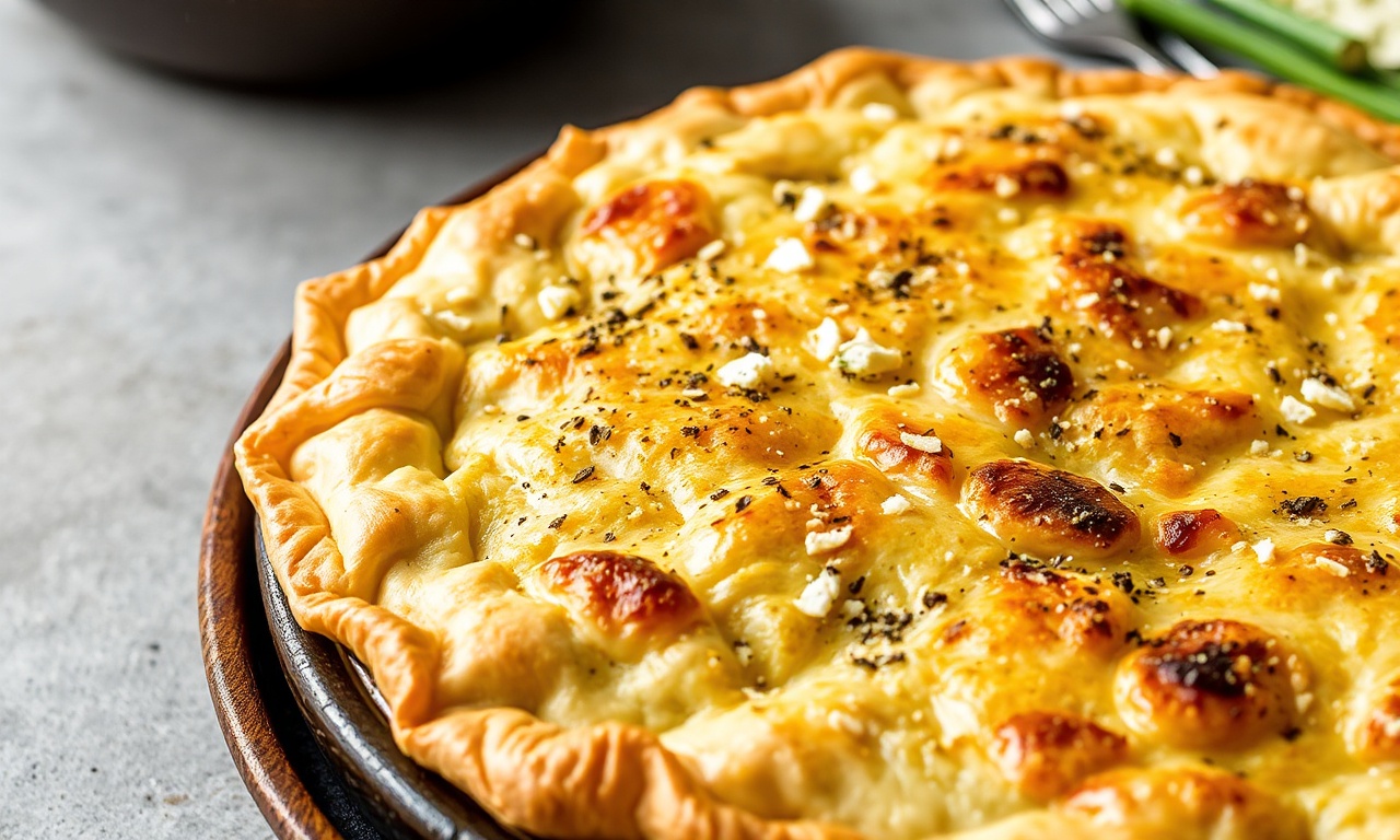 Flaky filo spinach feta pie, savory and delicious.
