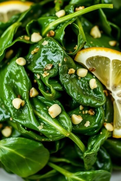Zesty garlic lemon spinach sautéed to perfection.