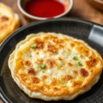 Flaky Chinese scallion pancakes with irresistible dipping sauce.