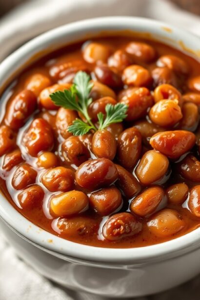 Homemade old-fashioned baked beans: classic comfort food.