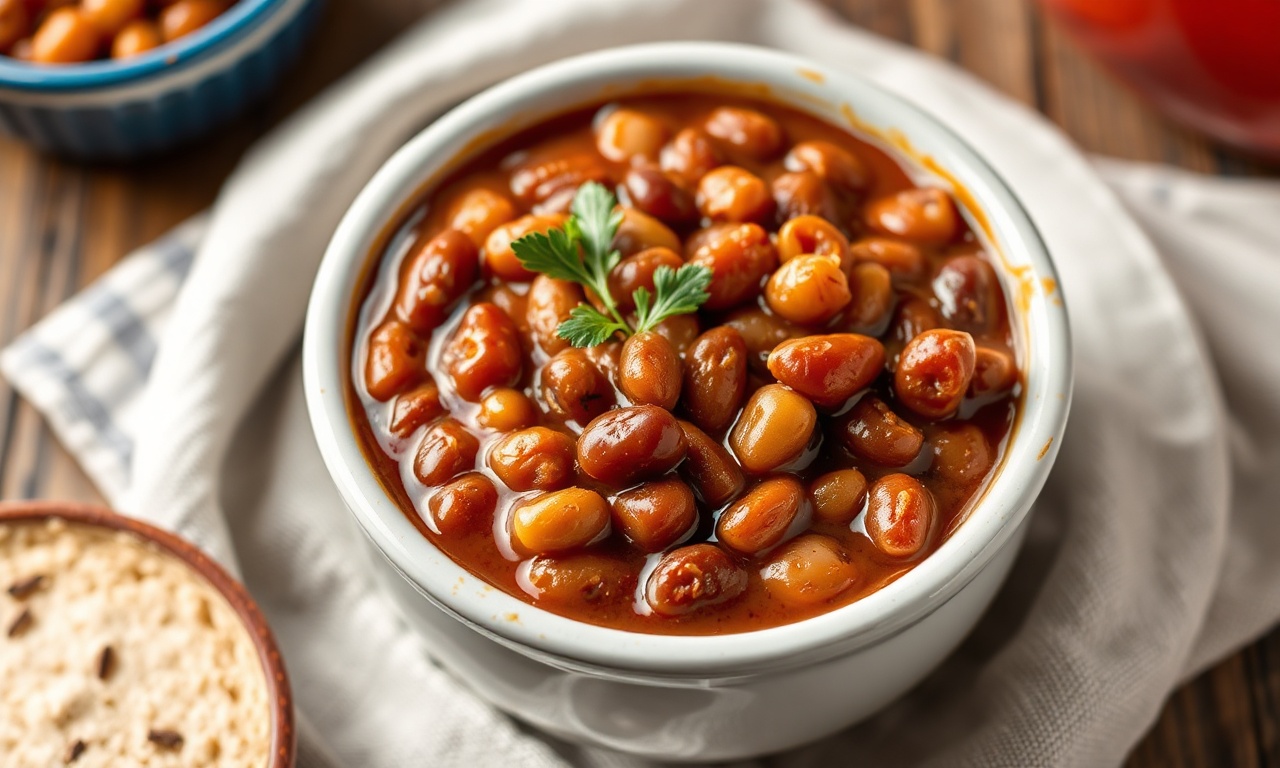 Homemade old-fashioned baked beans: classic comfort food.