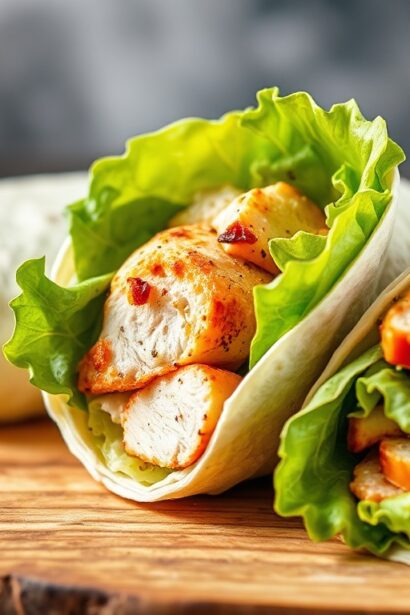 Speedy chicken Caesar wrap, rotisserie magic, easy recipe.