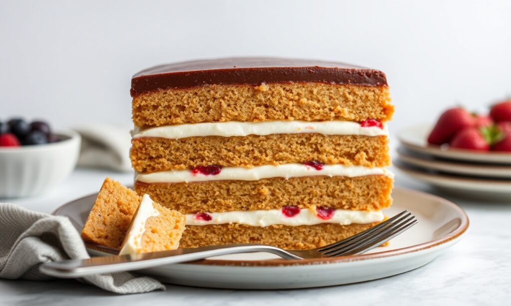Sweet Neapolitan cake layers: artful balance and tradition in every bite.