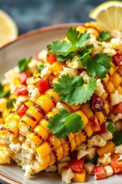 Easy Mexican street corn salad recipe, bright and bold flavors.
