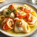 Decadent lobster ravioli with zesty lemon-butter herb sauce.