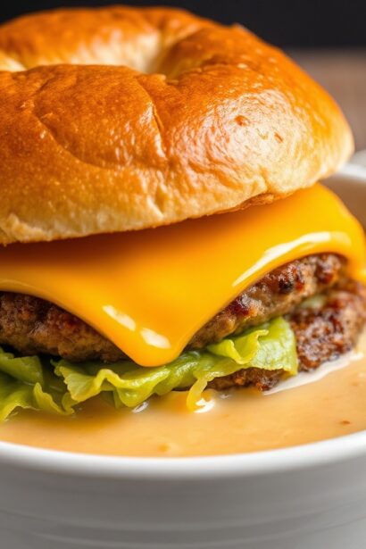 Irresistible cheeseburger soup: a creamy, savory classic.