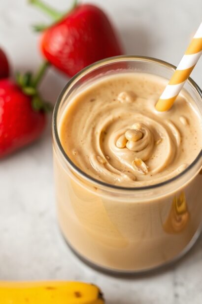 Peanut butter banana protein boost for energy.