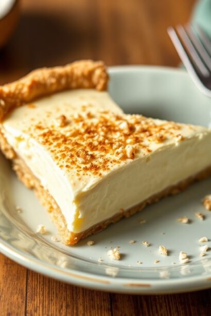 Decadent coconut custard pie, tropical twist on tradition.