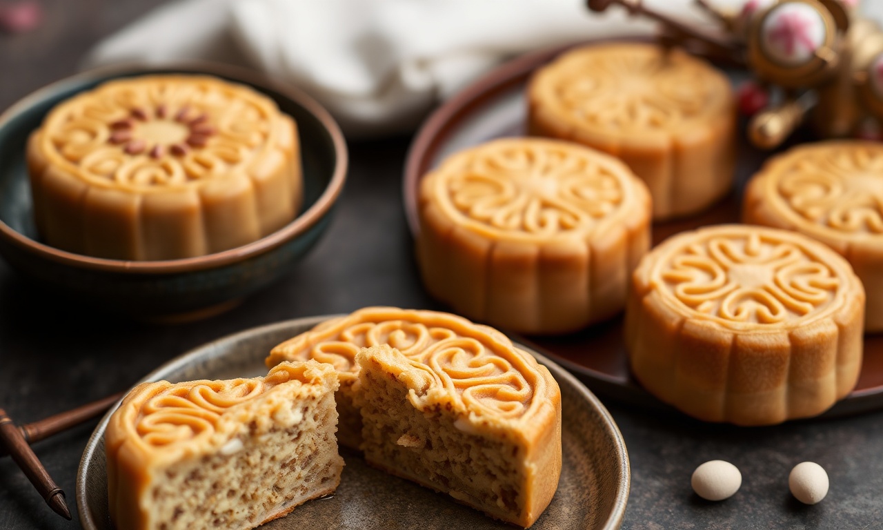 Classic lotus seed mooncake, a delightful autumn treat.
