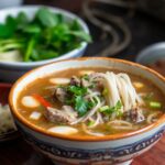 Irresistible Vietnamese beef pho, a savory culinary gem.