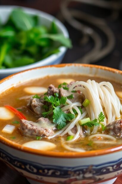 Irresistible Vietnamese beef pho, a savory culinary gem.