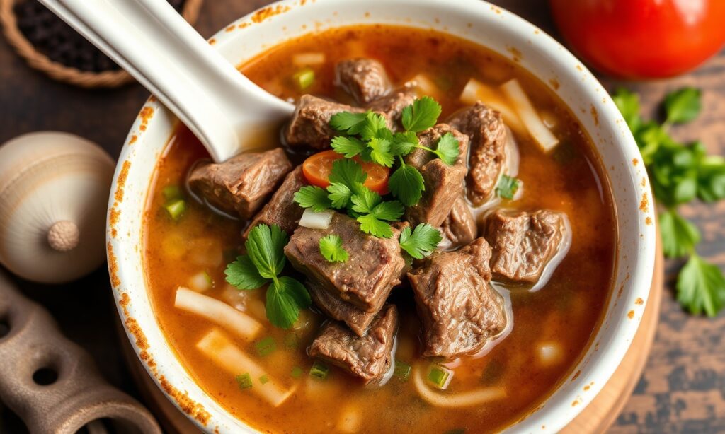 Irresistible Vietnamese beef pho, a savory comfort food perfected.