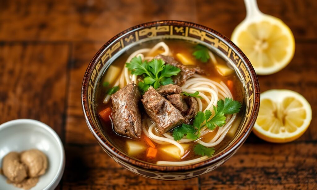 Irresistible Vietnamese beef pho, a savory culinary gem from Vietnam.