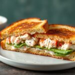 Delicious classic lobster salad sandwich, fresh and toasted.