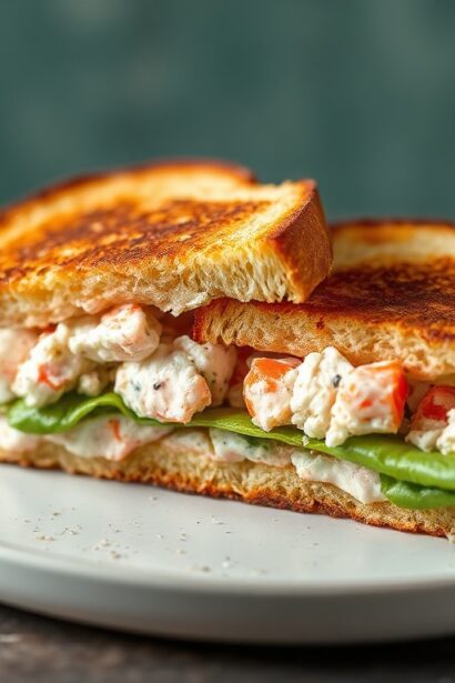 Delicious classic lobster salad sandwich, fresh and toasted.
