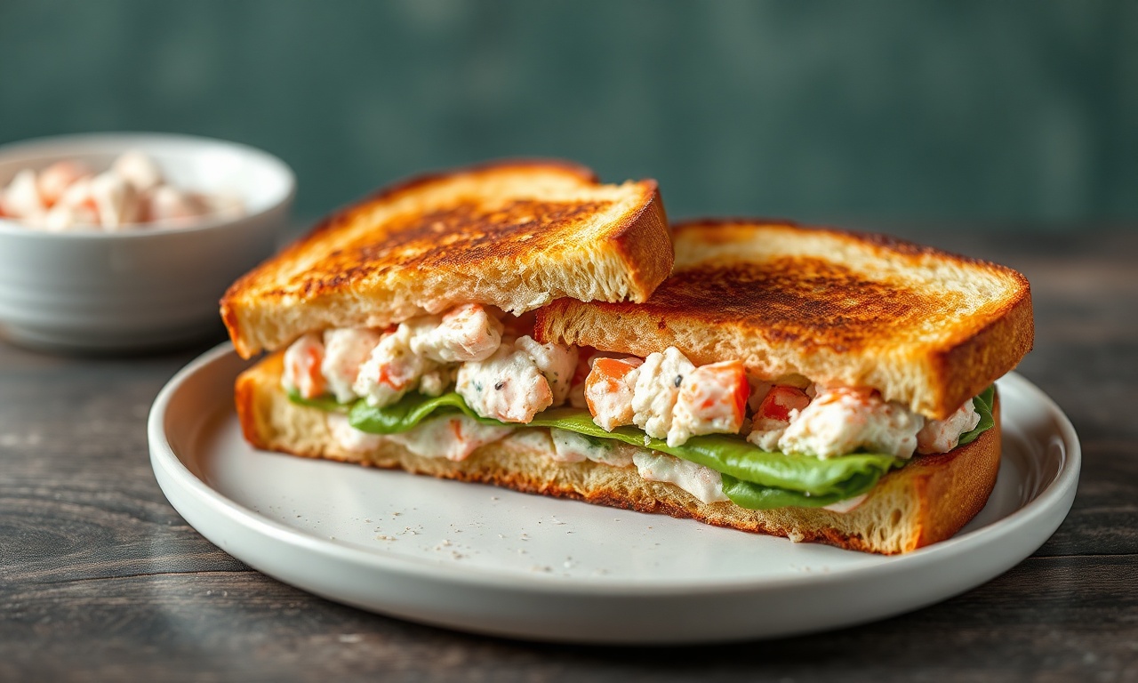 Delicious classic lobster salad sandwich, fresh and toasted.