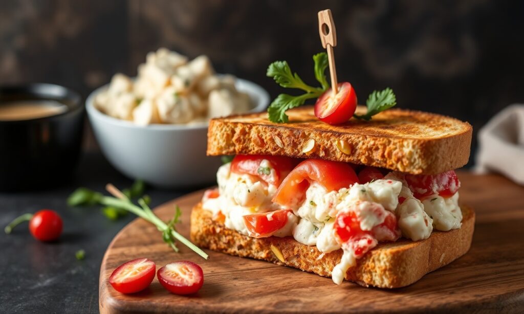 Delicious classic lobster salad toasted sandwich - elevated comfort food.