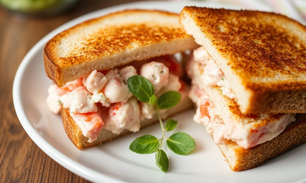 Delicious classic lobster salad toasted sandwich recipe.