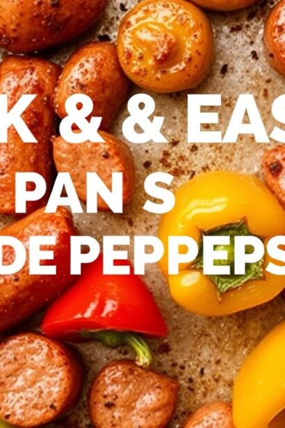 Quick Easy sheet pan sausage and peppers recipe.