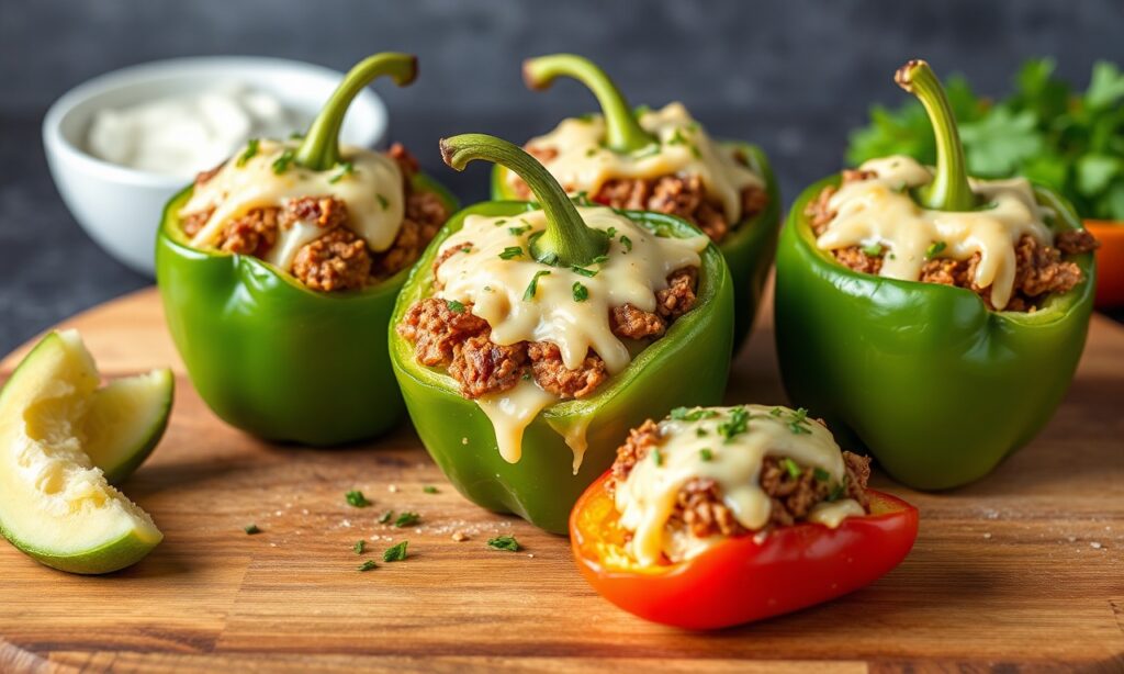 Philly Cheesesteak stuffed peppers recipe: a savory, juicy twist.