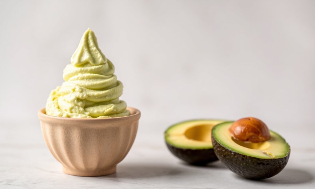 Creamy avocado ice cream: indulgent, nutritious, guilt-free dessert recipe.