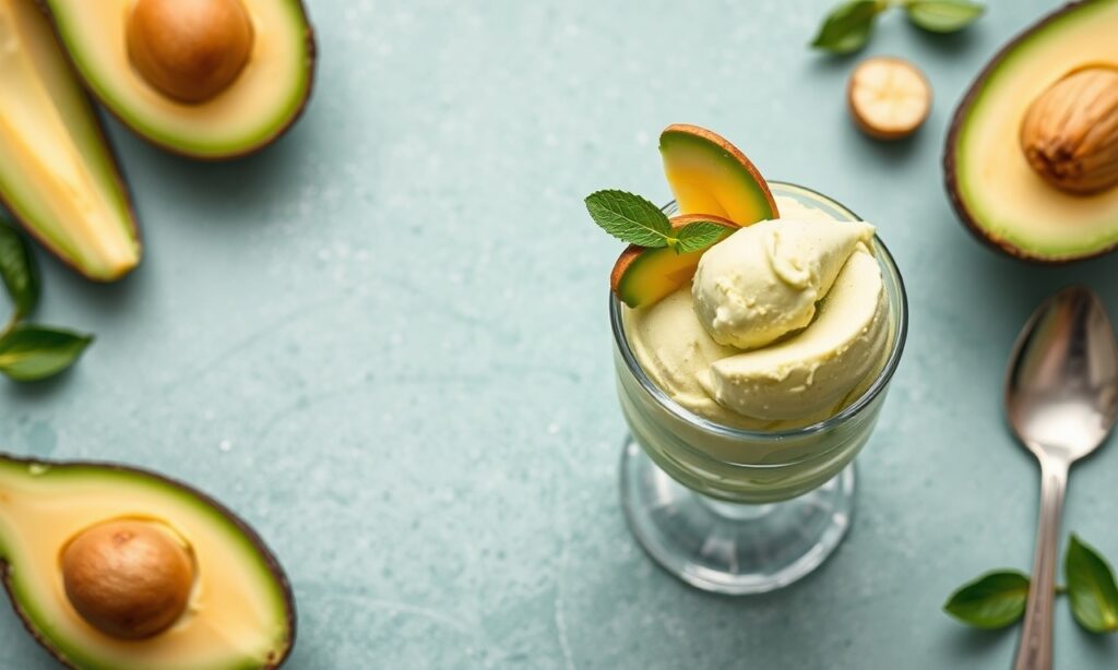 Creamy avocado ice cream: indulgent, nutritious, and healthy dessert.