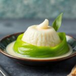 Delight sweet pandan custard creamy sticky rice dessert.