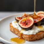 Ricotta toast with figs and honey, a simple and sweet delight.