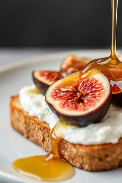 Ricotta toast with figs and honey, a simple and sweet delight.