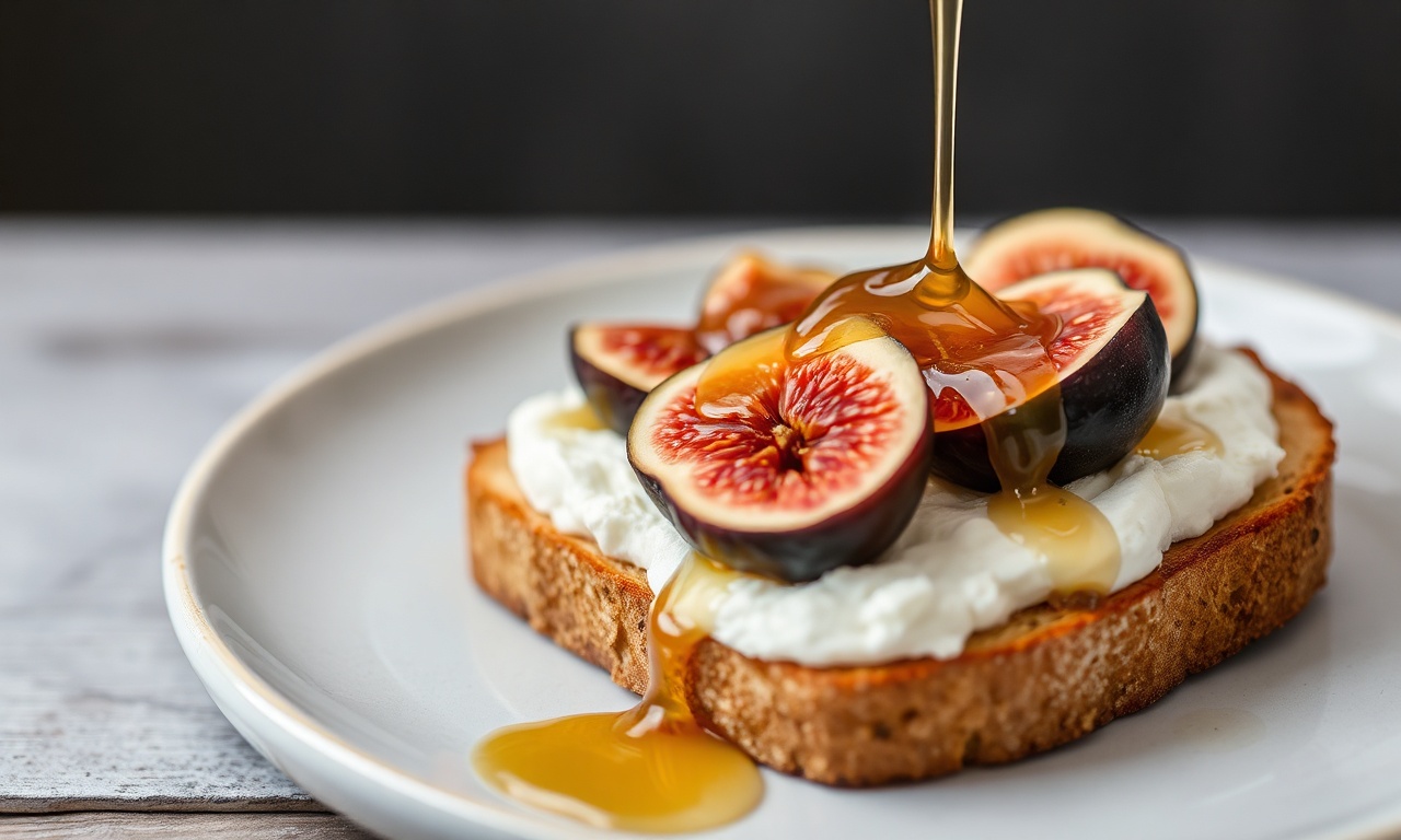 Ricotta toast with figs and honey, a simple and sweet delight.