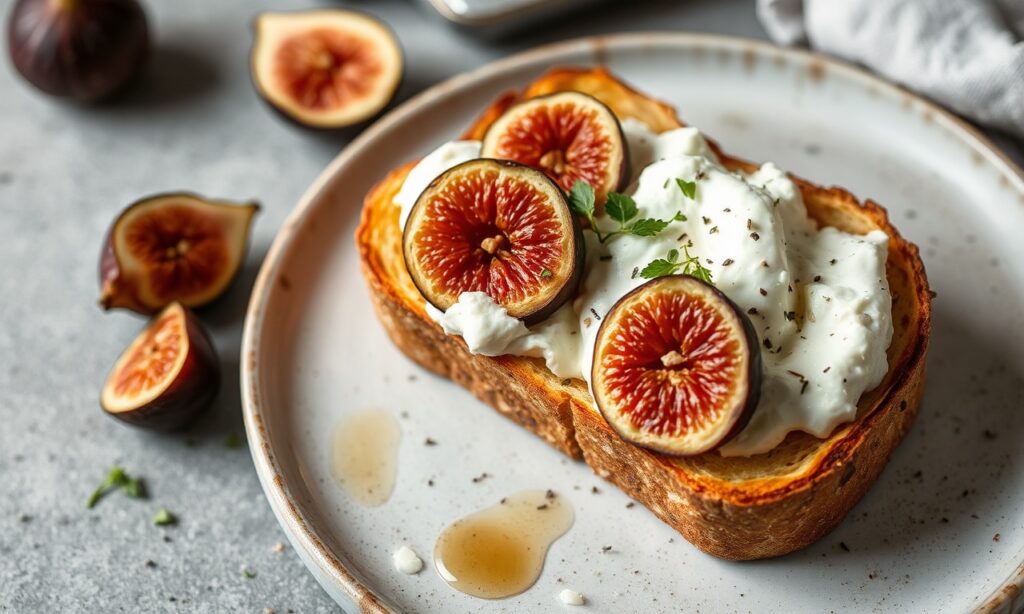 Ricotta toast with figs and honey: simple, sweet, blissful ingredients.
