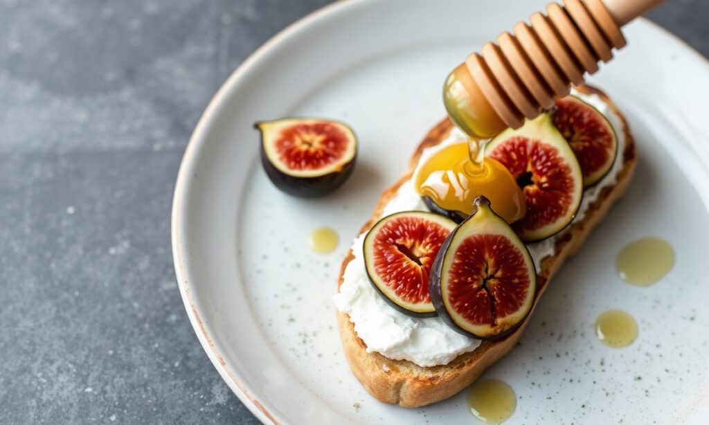 Ricotta toast with figs and honey: simple, sweet bliss.