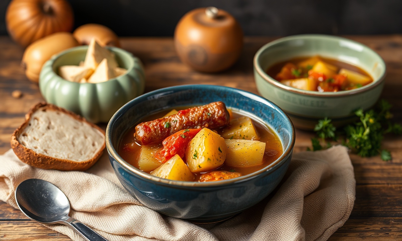 Hearty potato smoked sausage stew to warm up your soul.