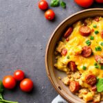 Hearty Whole30 breakfast casserole with sausage and veggies.
