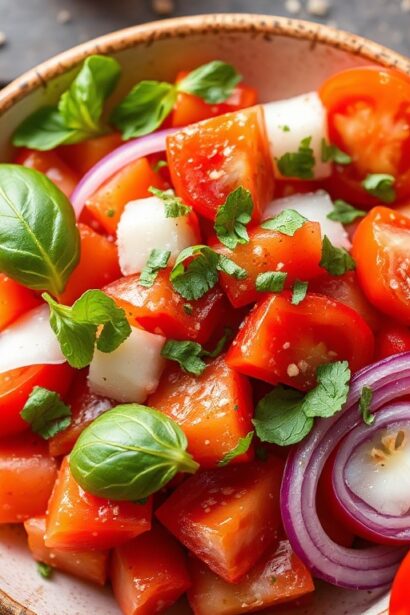 Quick tomato onion salad recipe: brighten your meal.
