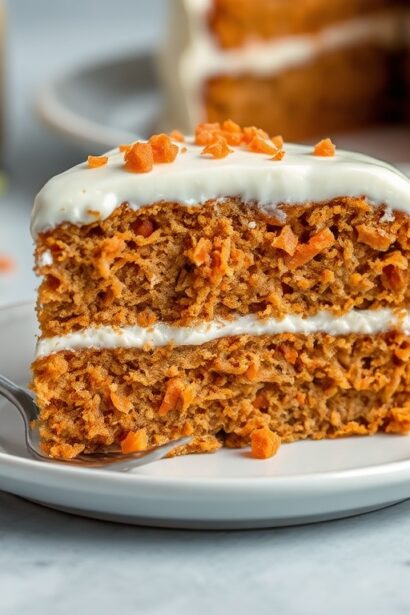 Irresistible carrot cake with luscious cream cheese frosting.