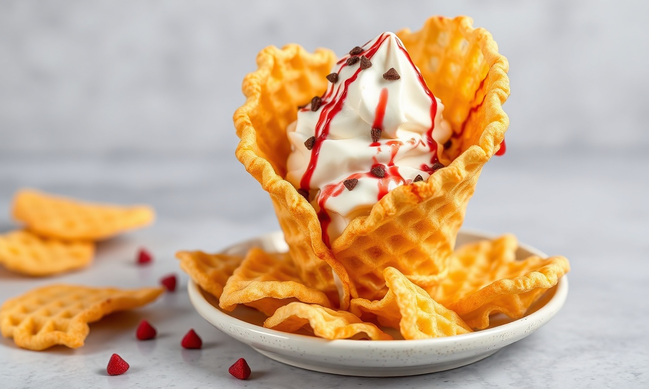 Ice cream nachos: crunchy waffle cone chips with sweet ice cream delight.