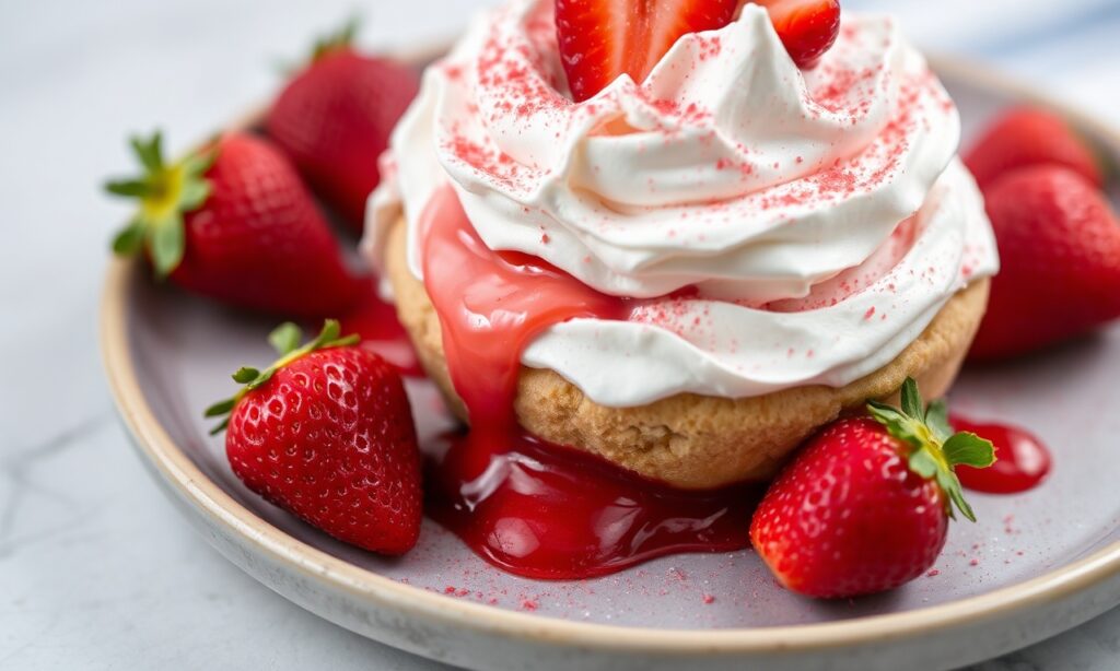 Classic Eton Mess: Strawberry meringue dessert delight.